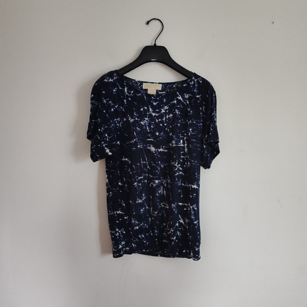 Ladies SZ S Michael Michael Kors Blue/White Tie-Dye Knit Top